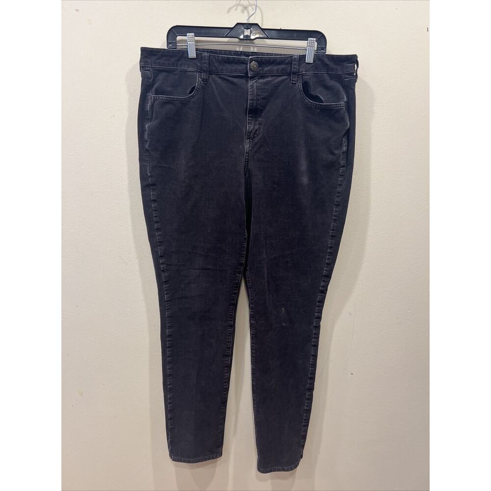 American Eagle Corduroy Jeggings Pants Womens 18 Dark Gray Super Stretch Hi-Rise